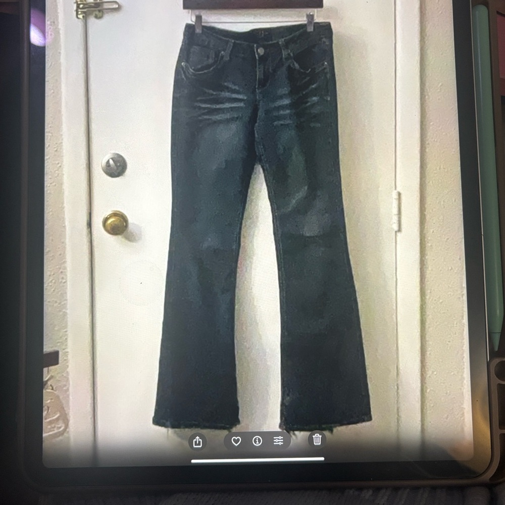 Earl Dark Wash Boot Cut Flare Leg Jeans 9 Juniors Western Casual Festival Boho